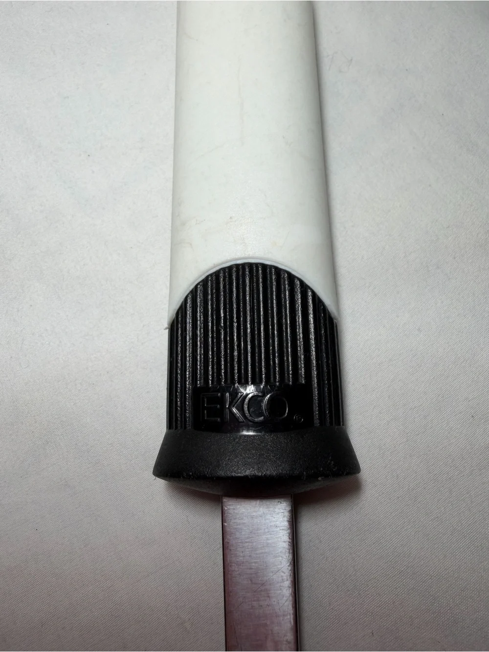 Stainless Steel Turner Spatula with White Handle and Black Grip - EKCO